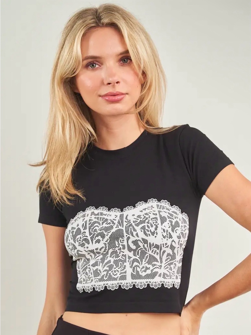 Lace Corset Printed T